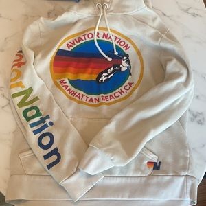 Aviator Nation hoodie size L Manhattan Beach logo and single arm text